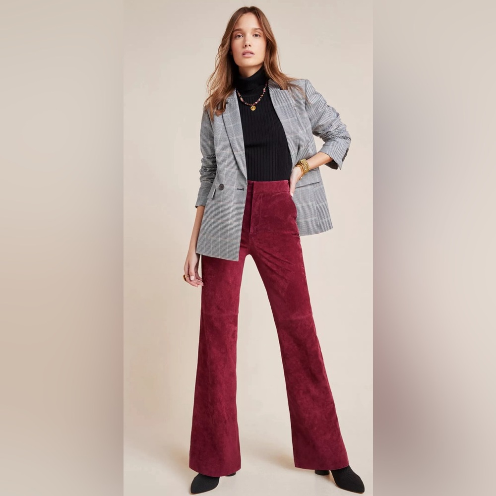 Anthropologie Carson Leather Suede Bootcut Trousers - Just Gorgeous! Sz 6 NEW